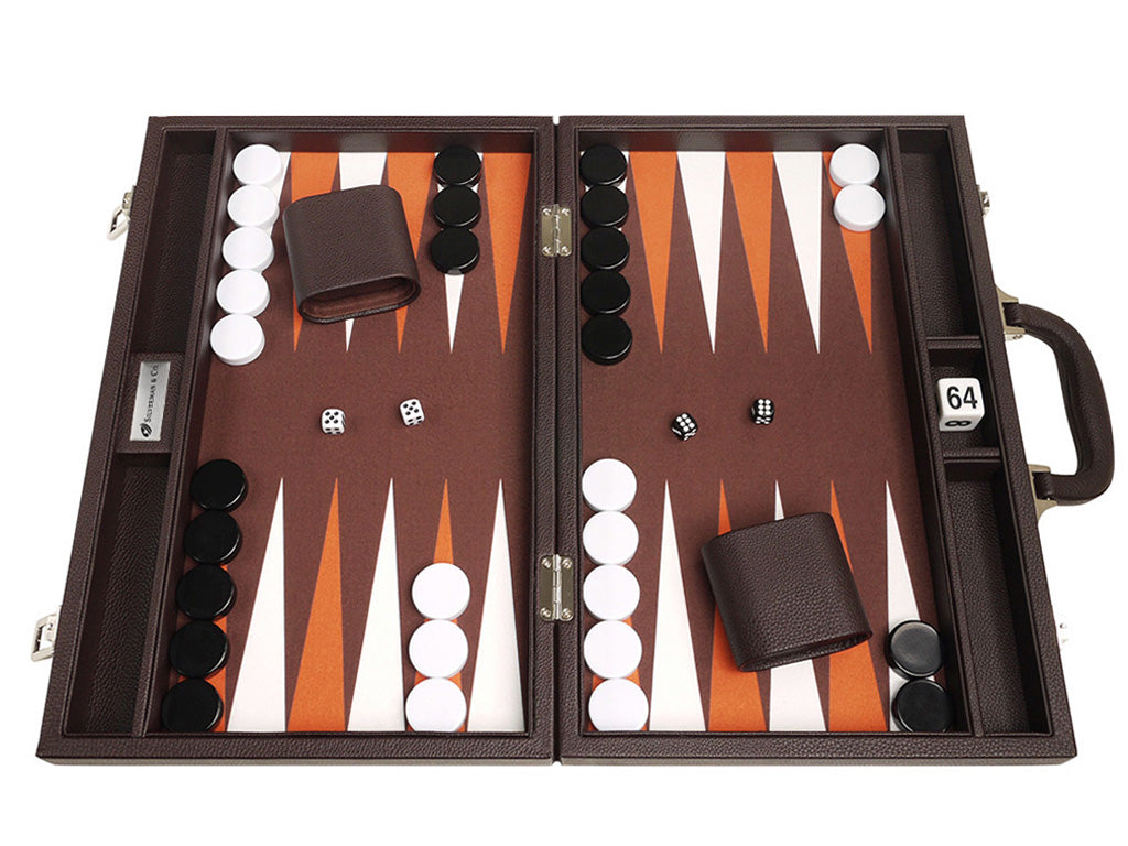 16-inch Premium Backgammon Set - Dark Brown - American-Wholesaler Inc.