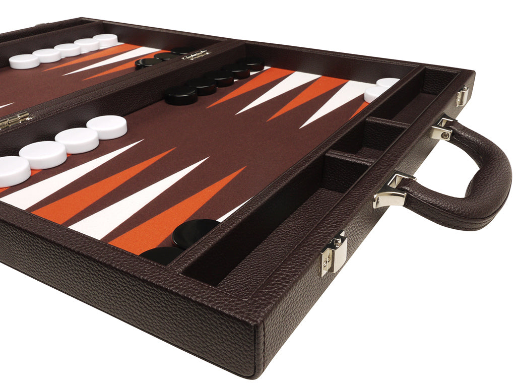 16-inch Premium Backgammon Set - Dark Brown - American-Wholesaler Inc.