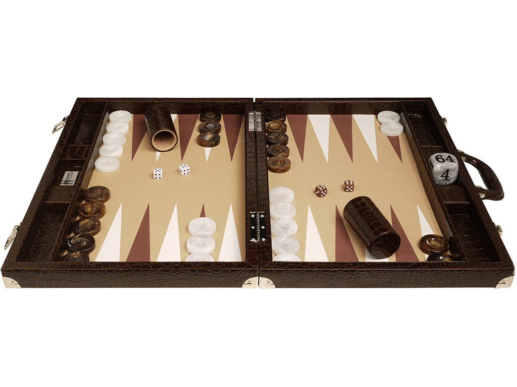 
                  
                    21-inch Professional Tournament Backgammon Set, Wycliffe Brothers - Brown Croco Board, Beige Field - Gen III - EUR - American-Wholesaler Inc.
                  
                